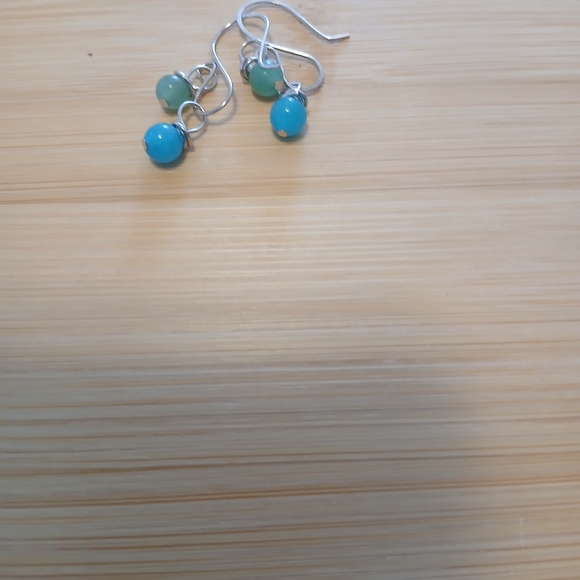 Handmade Jewelry - Chic Silver and Teal Drop Earrings